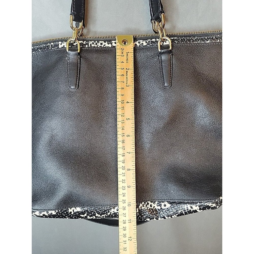 Coach Leather Bleecker Cooper Tote Shoulder Bag Black Python Top Zip - Picture 9 of 15